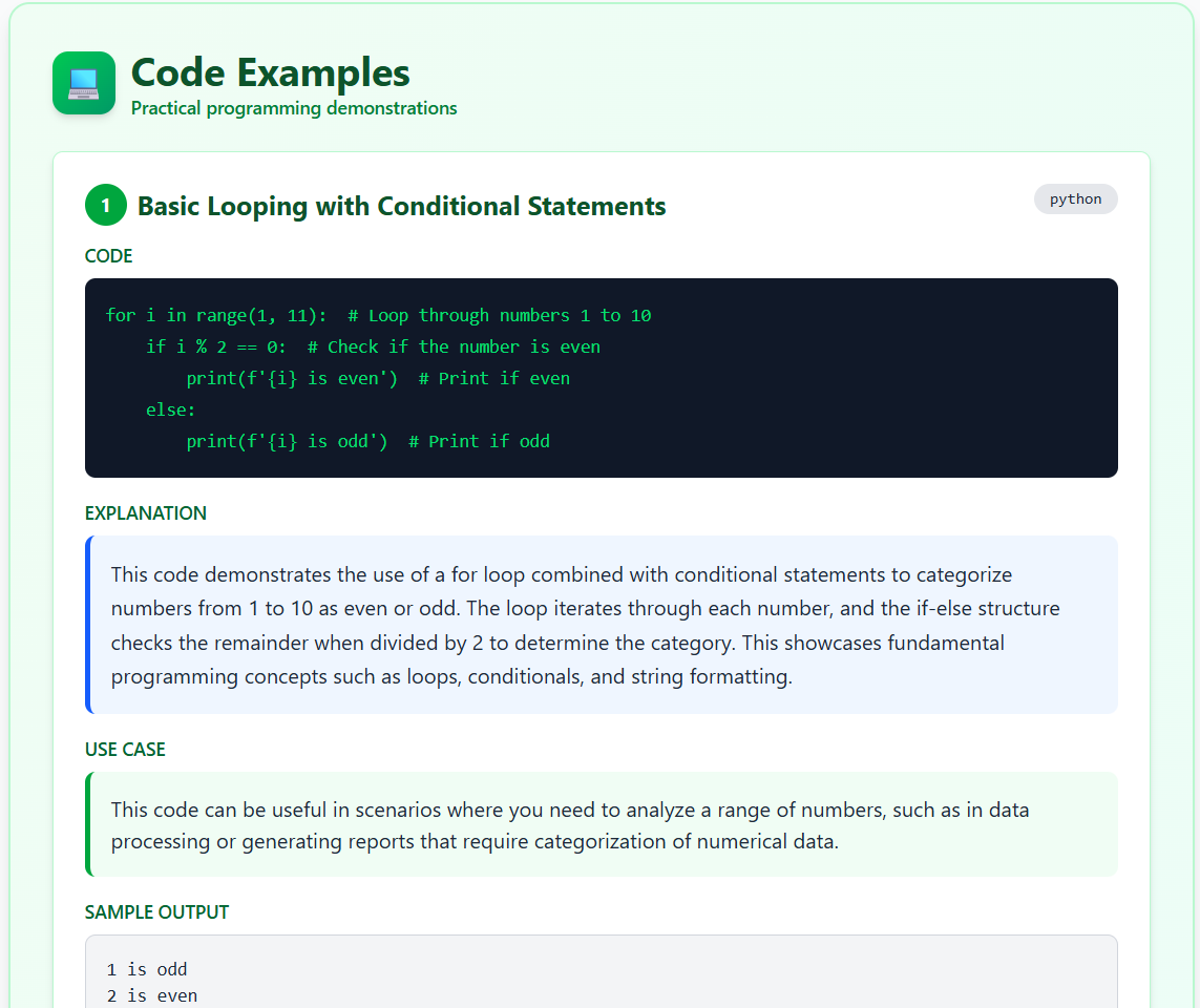Code examples
